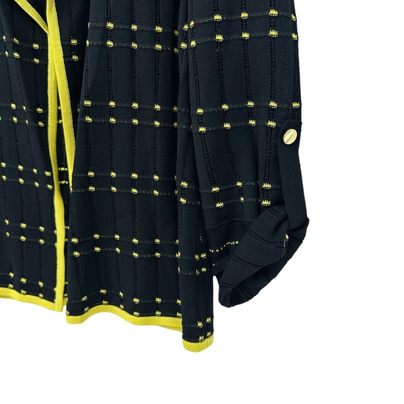 MING WANG Knit Sweater Jacket Black Yellow - Picture 3 of 6